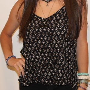 Black printed tank top